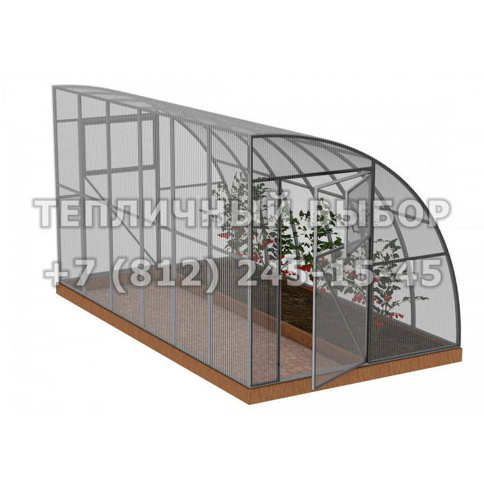 Теплица из поликарбоната Усиленная Пристенная 2,3х4 h=2.1 м профиль 25х25 мм 